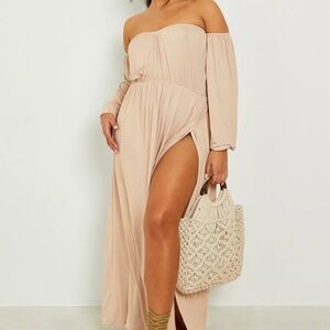 Boohoo Size 18 PLUS BARDOT BALLOON SLEEVE MAXI DRESS